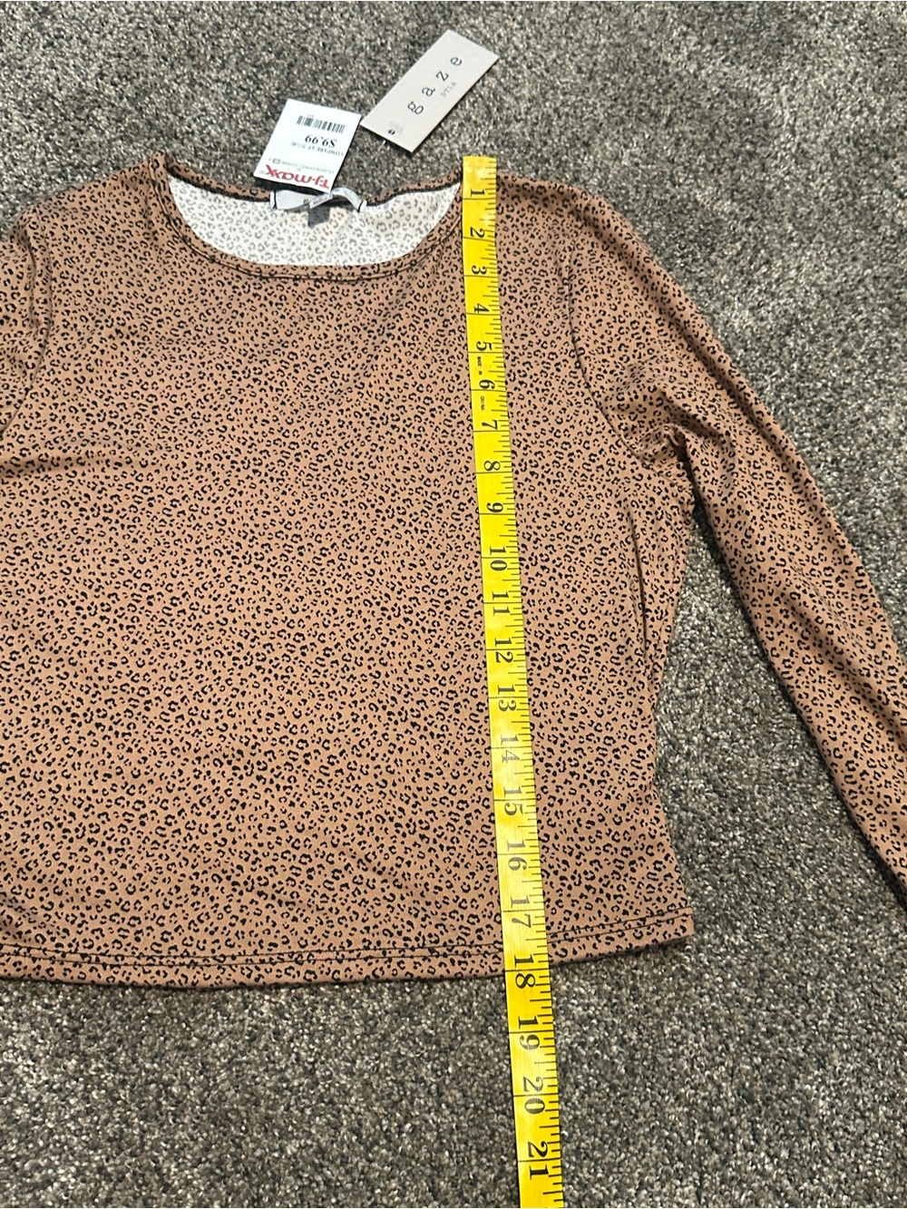 Gaze DTLA NWT Long Sleeve Cropped Leopard Print Top - Tan Size Small - Picture 11 of 11